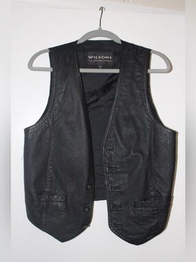 Vintage Thrifted Wilson Black Leather Men's Vest